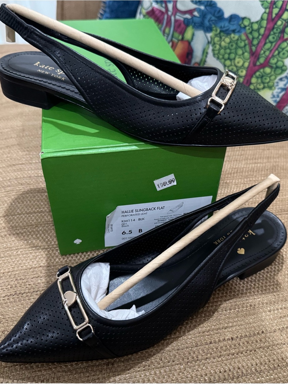 kate spade Slingback, 6 1/2 , Black leather, EXCELLENT!